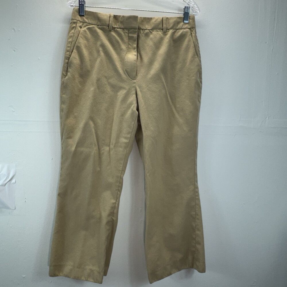 Theory Womens Linen Hook & Eye Zipped Bootcut Dress Pants Beige Size 10